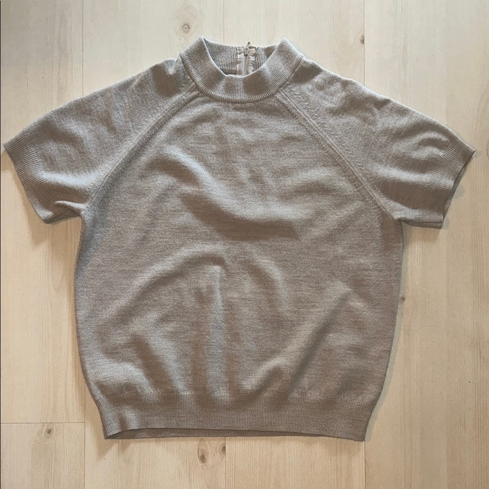 Designers Originals Women’s Grey Mockneck Short Sleeve Sweater
